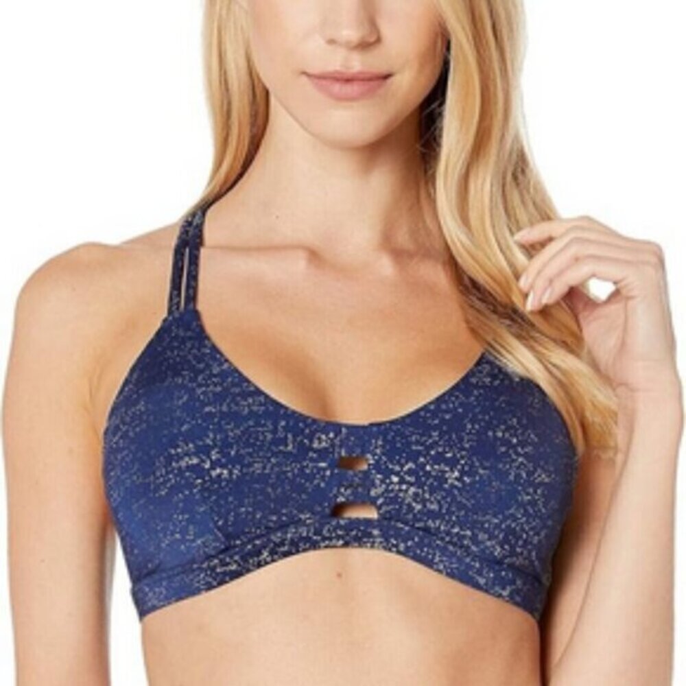 NEW!!! Hurley Woman's Max Luster Surf Bikini Top XS ~ Dark Blue w. Silver ~ $65 - Picture 8 of 15